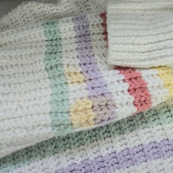 Hollister Oversized Stripe Cropped Knitted Sweater Size SM Kidcore Soft Pastel - Picture 7 of 10